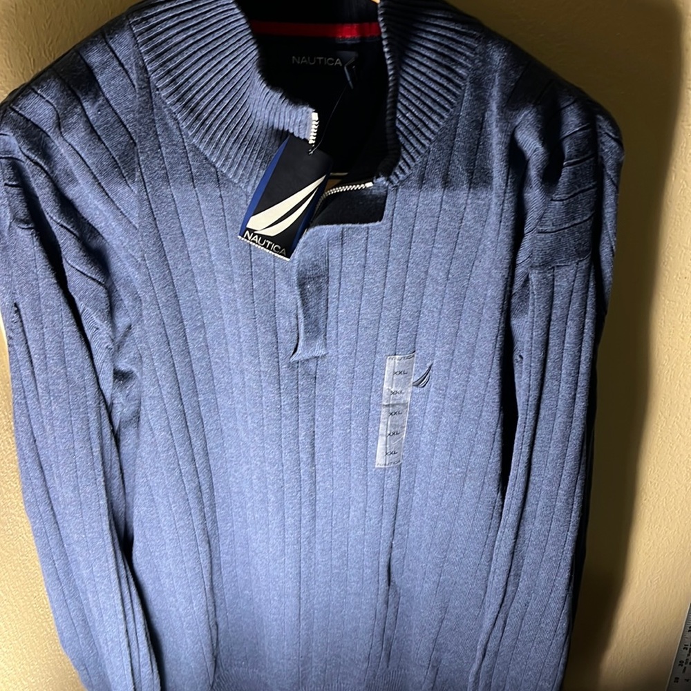Nautical NWT Mens Cadet Heater Quarter Zip Sweater  Color Blue Size XXL
